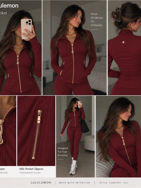 lululemon athletica Jackets & Blazers - 🍷 Burgundy Lululemon Nulu Define Jacket Gold & Align Pant 25” Set multiple sizes